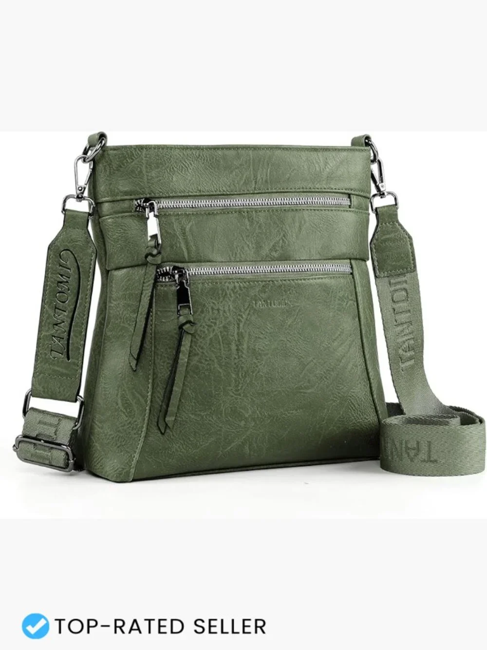 Crossbody Bag with RFID Wallet Wide Strap Vegan Leather Satchel